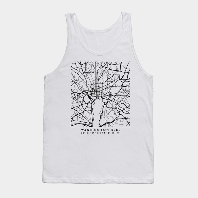 WASHINGTON DC BLACK CITY STREET MAP ART Tank Top by deificusArt